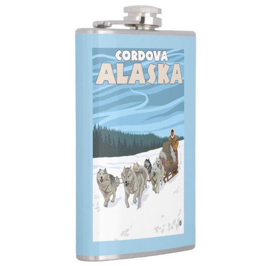 Flasques Scène Sledding de chien - Cordova, Alaska (Droite)