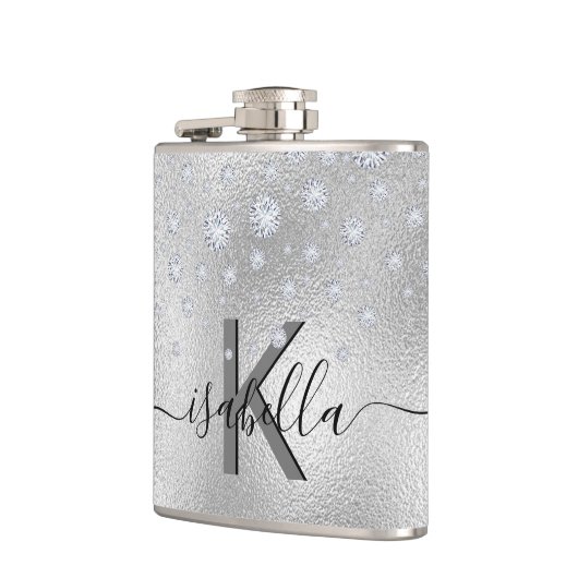 Flasques Script de nom de monogramme de diamants argentés (Gauche)