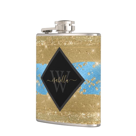 Flasques Script de Parties scintillant d'or moderne Monogra (Gauche)