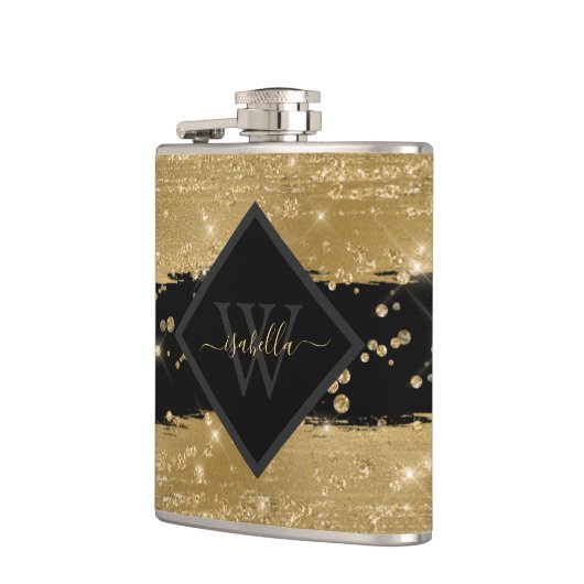 Flasques Script de Parties scintillant moderne monogramme (Gauche)