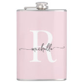 Flasques Script élégant Moderne Blush Rose Nom Monogramme (Devant)