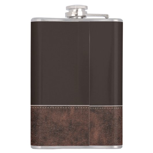 Flasques Script élégant Monogramme personnalisé Cuir Brown (Dos)