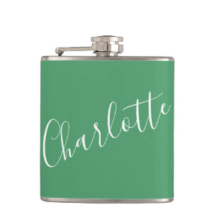 Flasques Script minimaliste Nom personnalisé Kelly Green