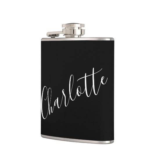 Flasques Script minimaliste Nom personnalisé Noir (Gauche)