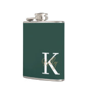 Flasques Script moderne Emerald Green Monogram (Gauche)