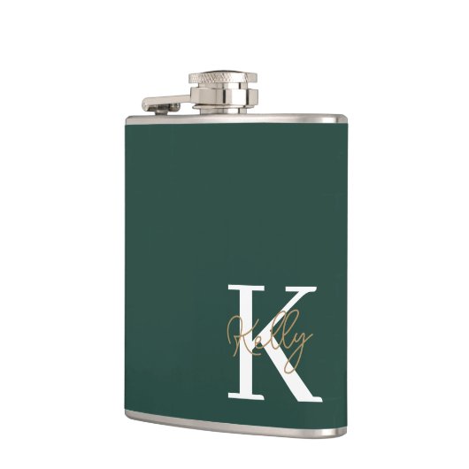 Flasques Script moderne Emerald Green Monogram (Gauche)