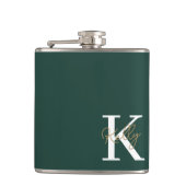 Flasques Script moderne Emerald Green Monogram (Devant)