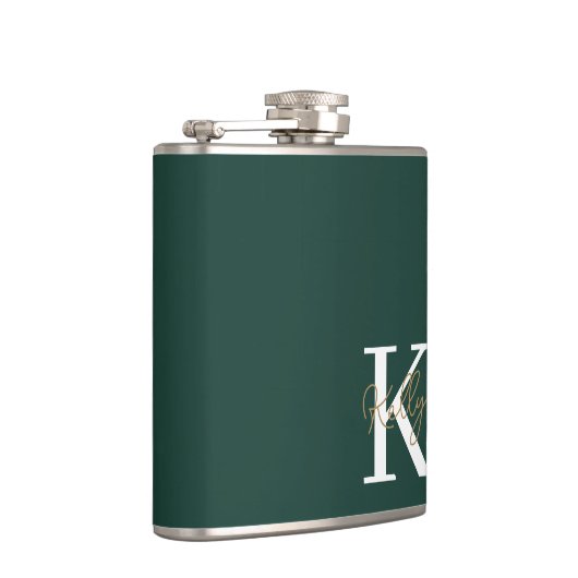 Flasques Script moderne Emerald Green Monogram (Droite)