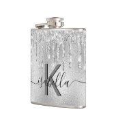 Flasques Script monogramme de parties scintillant argent (Gauche)