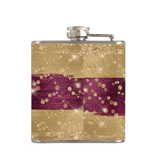 Flasques Script Monogramme Moderne Bourgogne Or (Dos)