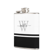 Flasques Script monogramme moderne noir blanc (Gauche)
