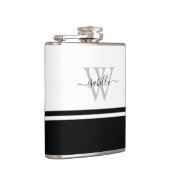 Flasques Script monogramme moderne noir blanc (Droite)