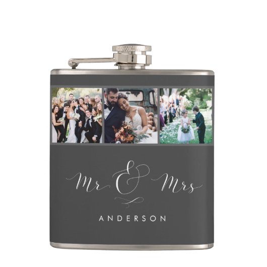 Flasques Script photo Mariage M. et Mme Flask| Gris (Devant)