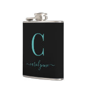 Flasques Script Turquoise et noir moderne (Gauche)