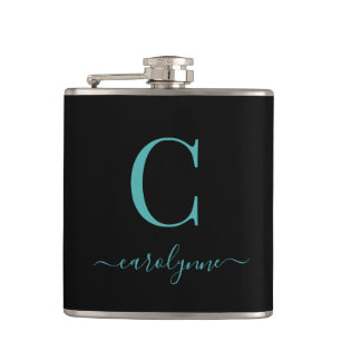Flasques Script Turquoise et noir moderne