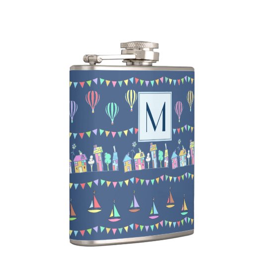 Flasques Seaside Town Sail Boats and Bunting Monogram (Droite)