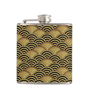 Flasques Seigaiha Japon Wave Gold Rainbow Motif
