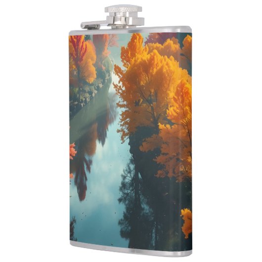 Flasques Serene River Shore Reflection Nature Art  (Gauche)