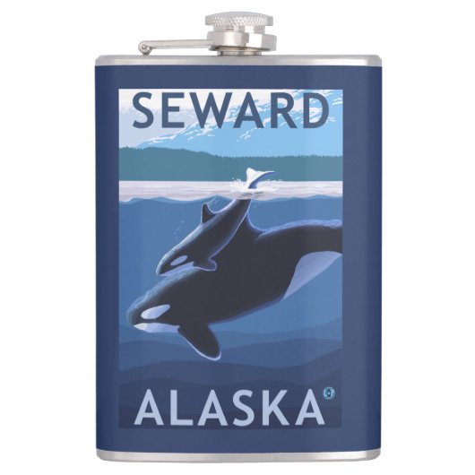 Flasques Seward, AlaskaOrca et scène de veau (Devant)