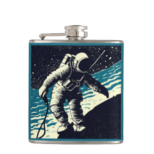 Flasques SF - Astronaut sur Spacewalk Woodcut 2
