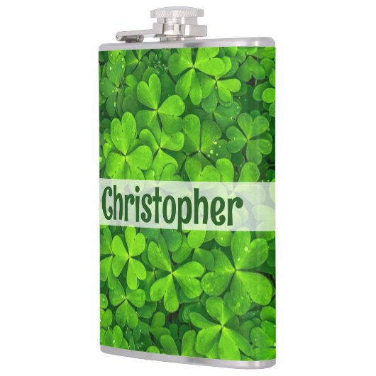 Flasques Shamrock Clovers Ajouter un nom (Gauche)