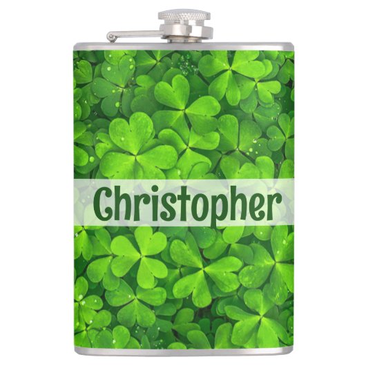 Flasques Shamrock Clovers Ajouter un nom (Devant)