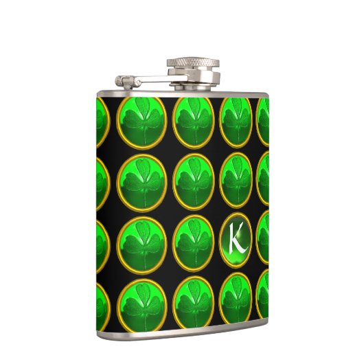 Flasques SHAMROCK VERT JEWEL Saint Patrick's Day Monogram (Droite)