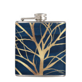 Flasques Silhouette Arbre d'Or moderne Design bleu minimal (Devant)
