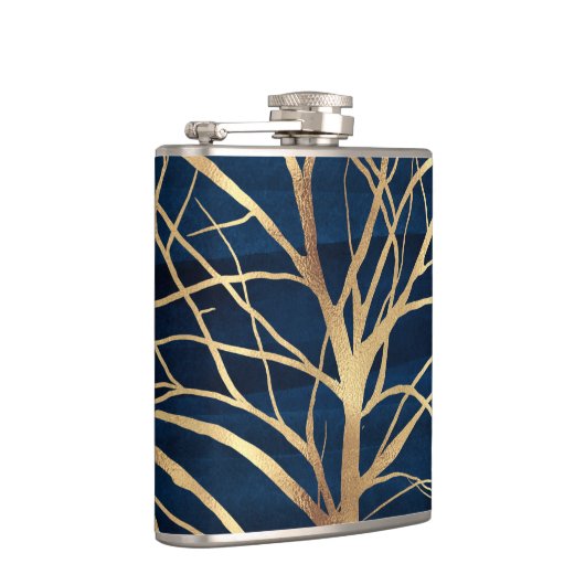 Flasques Silhouette Arbre d'Or moderne Design bleu minimal (Droite)