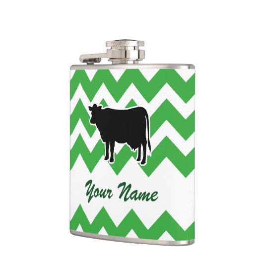 Flasques Silhouette de vache avec Motif Chevron Vert (Gauche)