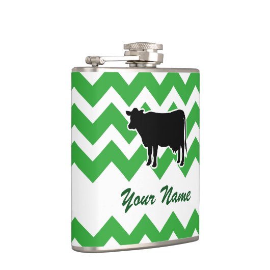 Flasques Silhouette de vache avec Motif Chevron Vert (Droite)