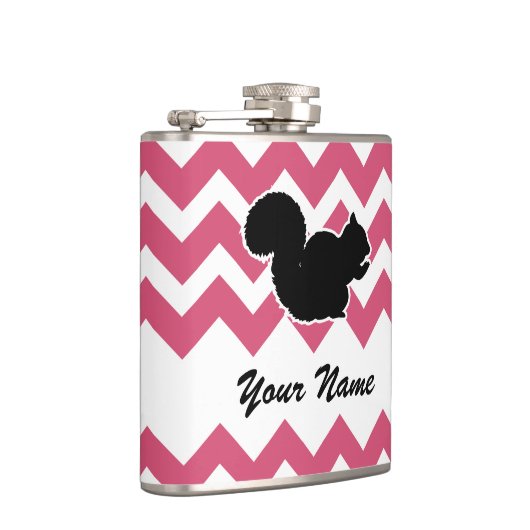 Flasques Silhouette d'écureuil avec Motif Chevron rose (Droite)