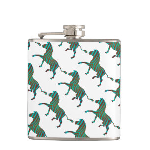 Flasques Silhouette d'impression Brown et Turquoise Zebra