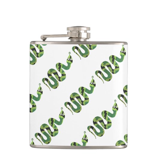 Flasques Silhouette d'impression en noir et vert serpent (Devant)