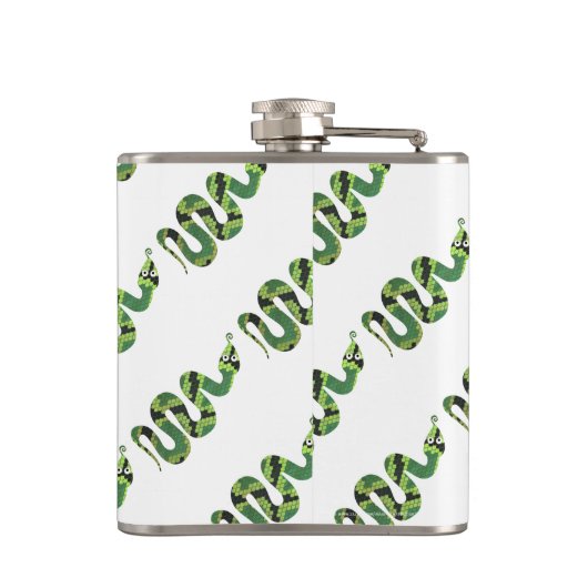 Flasques Silhouette d'impression en noir et vert serpent (Dos)