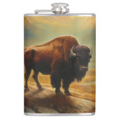 Flasques Silhouette du coucher de soleil de bison de buffle (Devant)