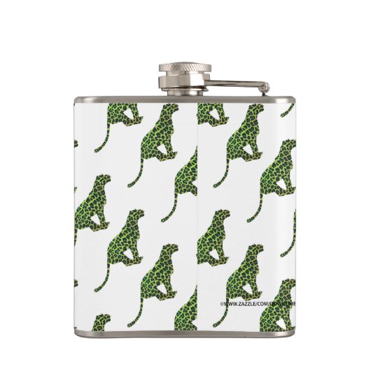 Flasques Silhouette Leopard noir et vert (Dos)