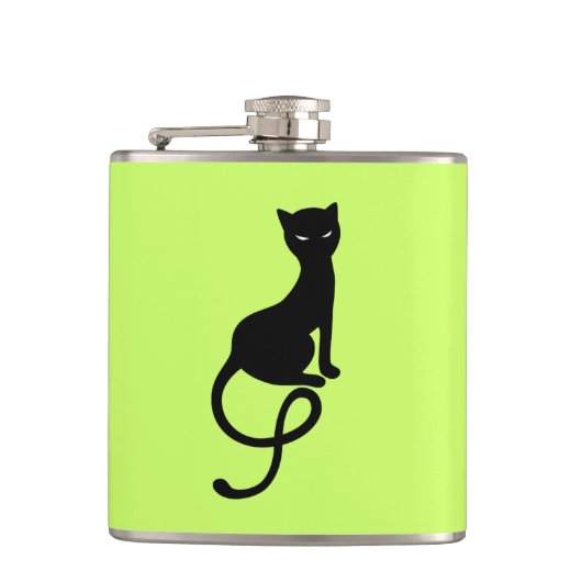 Flasques Silhouette mauvaise aimable de chat - vert noir de (Devant)