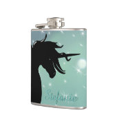 Flasques Silhouette Unicorne (vert brun avec étoiles) (Gauche)
