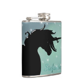 Flasques Silhouette Unicorne (vert brun avec étoiles) (Droite)