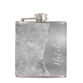 Flasques Silver Glitter Glam Bling Personalized (Devant)