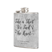 Flasques Silver Grey Lied the Knot Prendre Shot Wedding Fav (Gauche)