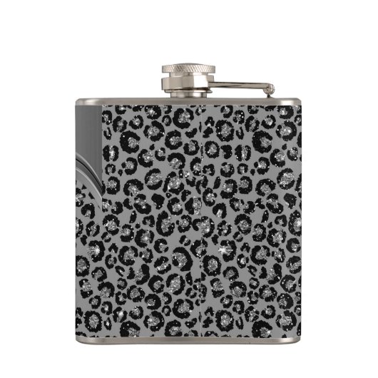 Flasques Silver Leopard Nom manuscrit Métal (Dos)