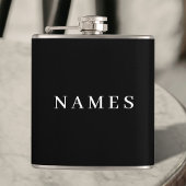 Flasques Simple Black Custom Ajouter Votre Nom Élégant