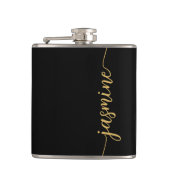 Flasques Simple Black Gold Girl Monogramme Nom Signature (Devant)