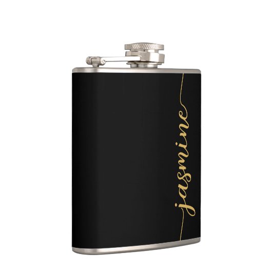Flasques Simple Black Gold Girl Monogramme Nom Signature (Droite)