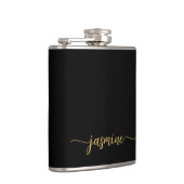Flasques Simple Black Gold Girl Monogramme Nom Signature (Droite)