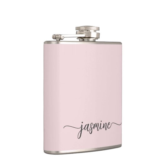 Flasques Simple Blush Rose Girl Monogramme Nom Signature (Droite)