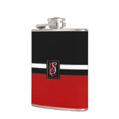 Flasques Simple deux tons Noir et Rouge Initiales Monogramm (Gauche)
