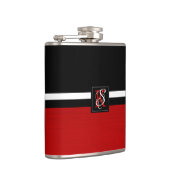 Flasques Simple deux tons Noir et Rouge Initiales Monogramm (Droite)